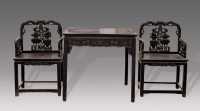 清 红木钟鼎纹方桌 椅（3件）